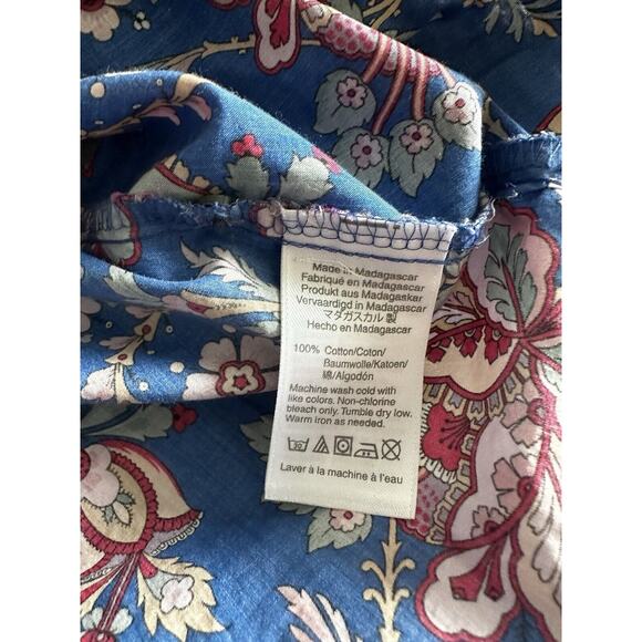 J. Crew L1035 Liberty Fabric Blue Flora Belle Floral Ruffle Neck Tank Top 2 - Picture 5 of 5